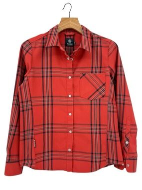 Flylow Brigitte Tech Flannel Shirt in Red Mars Night Plaid Size M